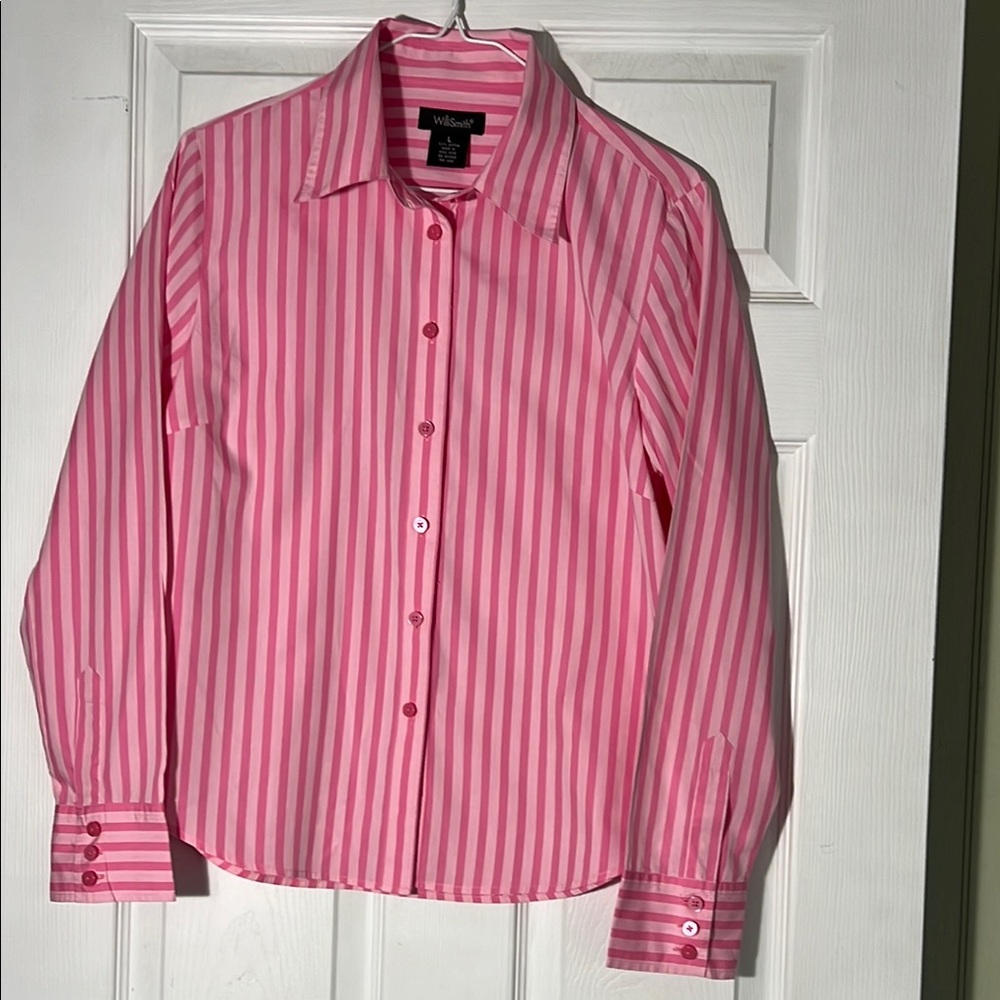 Willi Smith Pink Striped Button Down Shirt